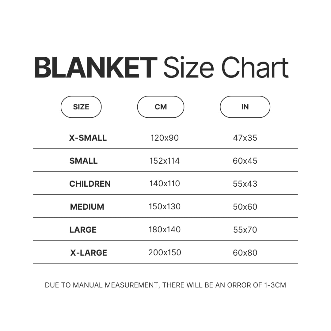 Blanket Size Chart - SK8 Merch