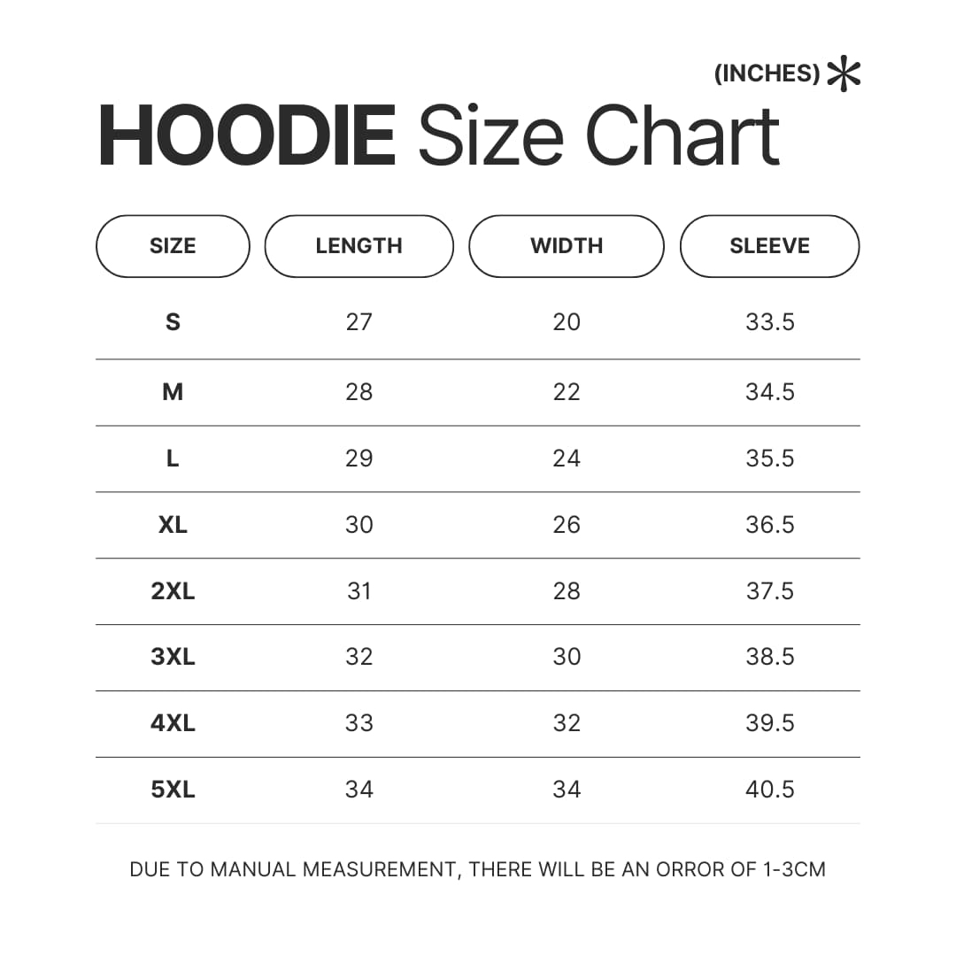 Hoodie Size Chart - SK8 Merch