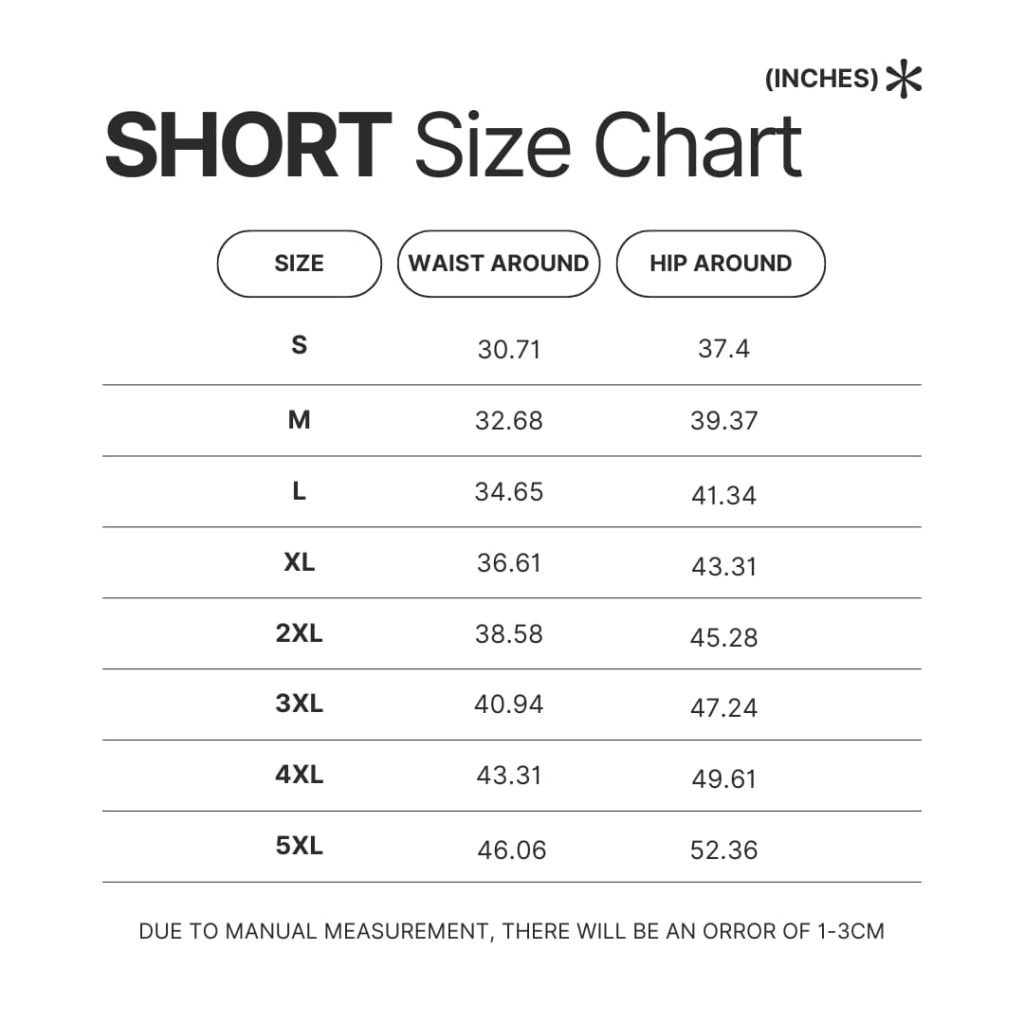 Short Size Chart - SK8 Merch